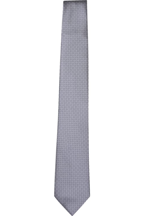 メンズ Brioniのネクタイ Brioni Geometric Grey/light Blue Tie