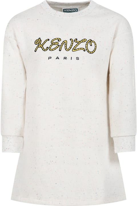 Kenzo Kids Dresses for Girls Kenzo Kids Ivory Dress For Girl With Logo