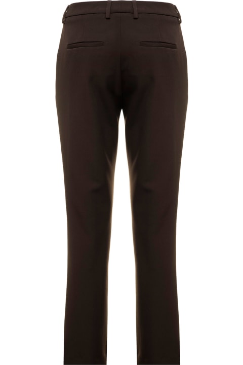 Jane Camel Brown Trousers In Stretch Tricotine Pt Woman