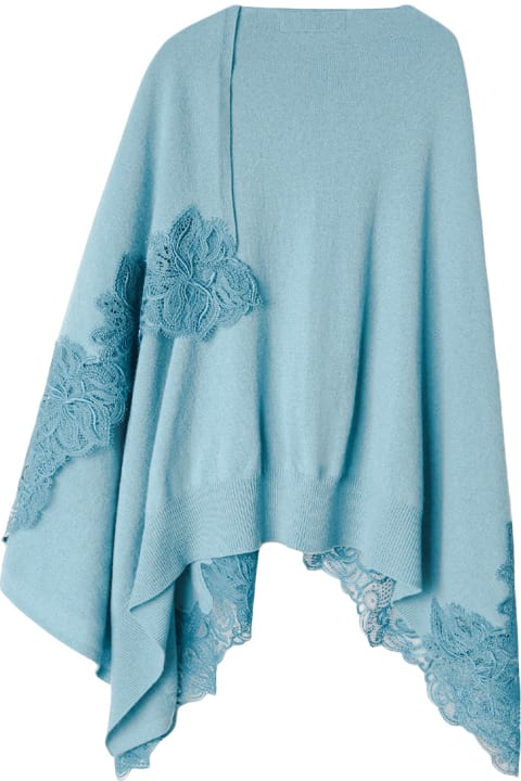 Ermanno Scervino Scarves & Wraps for Women Ermanno Scervino Light Blue 100% Cashmere Knitted Mantella