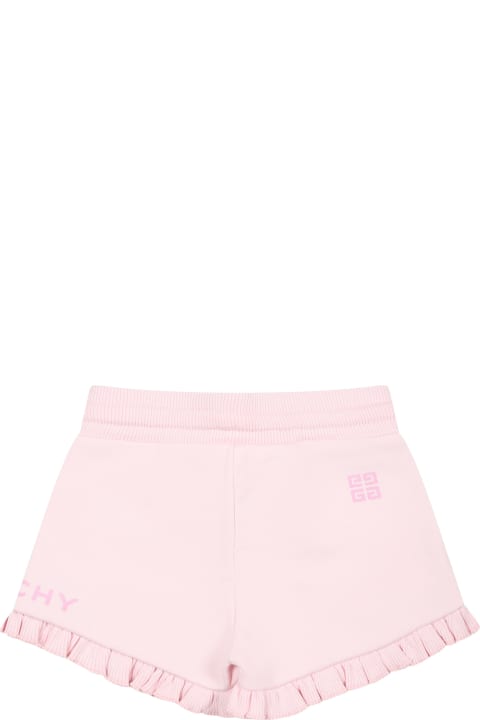 Givenchy Bottoms for Kids Givenchy Pink Sports Shorts For Baby Girl With Logo