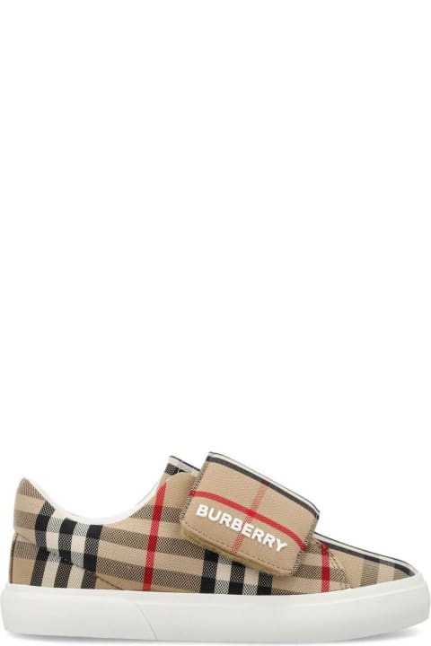 Shoes for Girls Burberry James Checked Logo Printed Touch-strap Sneakers
