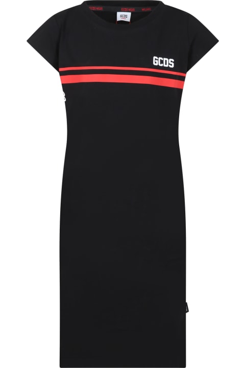 GCDS Mini Dresses for Girls GCDS Mini Black Dress For Girl With Logo