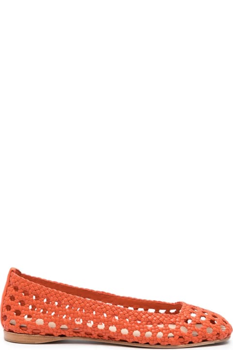 ウィメンズ新着アイテム Paloma Barceló Orange Calf Leather Ballerina Shoes