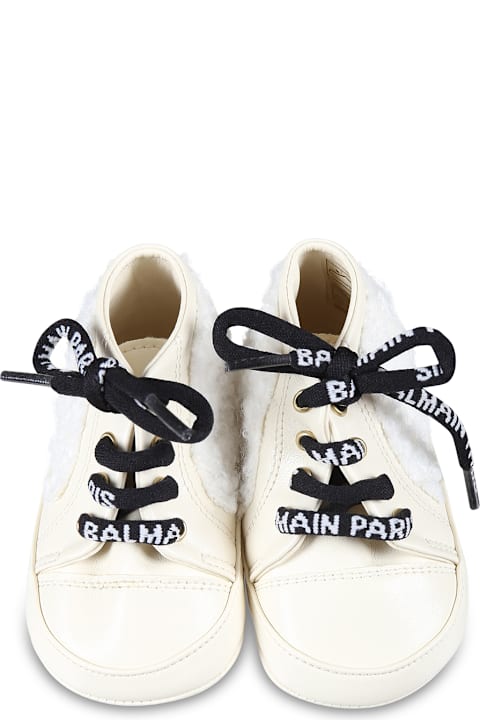 Balmain Shoes for Baby Boys Balmain Ivory Sneakers For Babykids With Logo