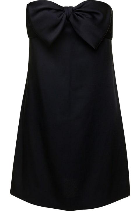 Black Bowl-detail Strapless Minidress In Viscose Woman