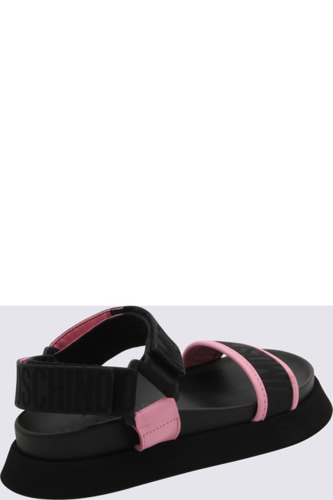 Moschino Sandals for Women Moschino Black And Pink Logo Sandals