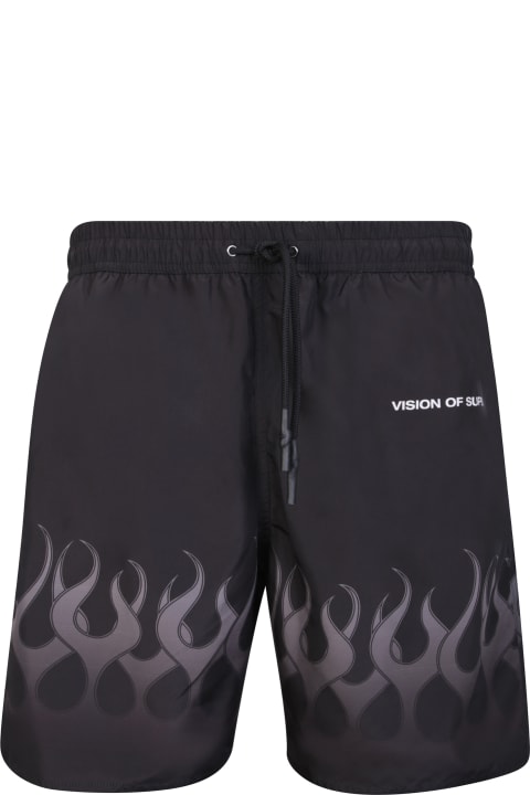 メンズ Vision of Superの水着 Vision of Super Black/gray Flames Swim Shorts