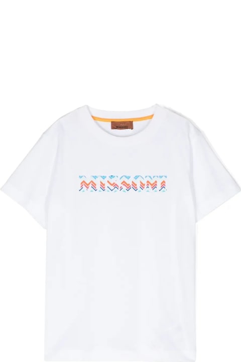 Missoni Kids Missoni Kids White T-shirt With Chevron Logo
