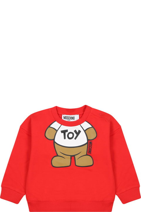 Moschino for Kids Moschino Red Sweatshirt For Babies With Teddy Bear