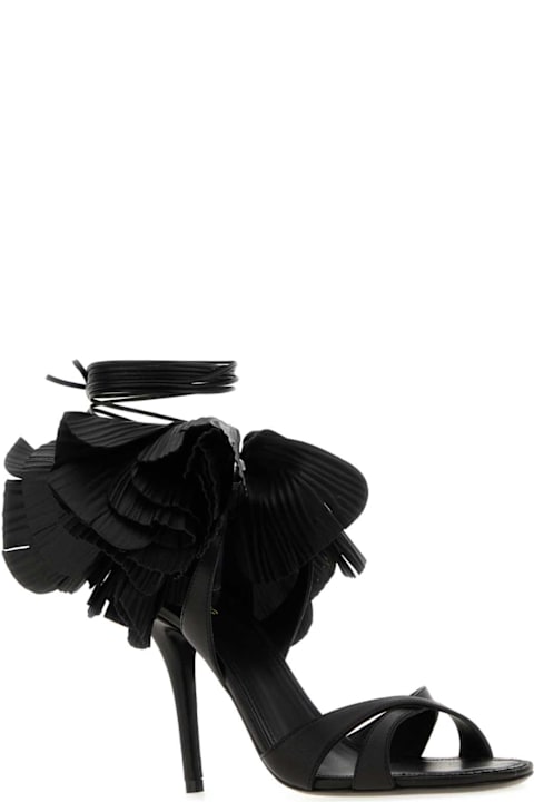 Ferragamo Black Leather Estrella 95 Sandals