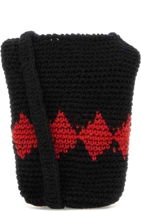 Shoulder Bags for Men Gimaguas Black Crochet Rombo Crossbody Bag