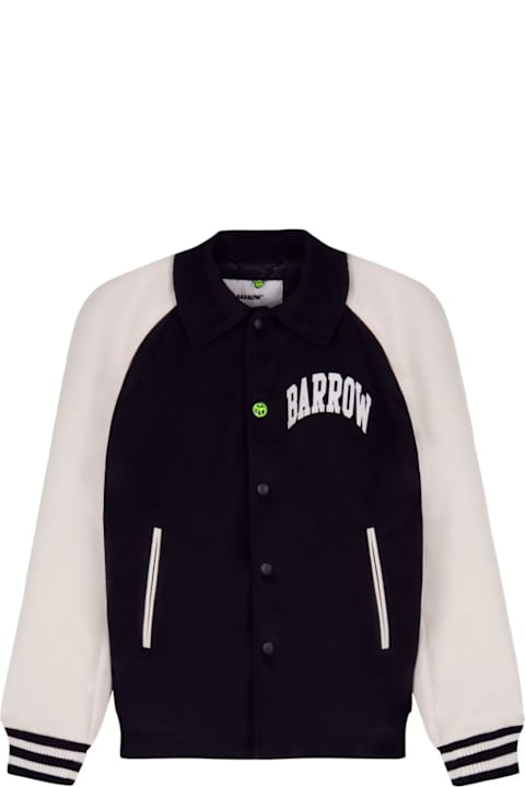 Homeware Barrow Black And White Bomber Jacket With Smile And Logo Lettering