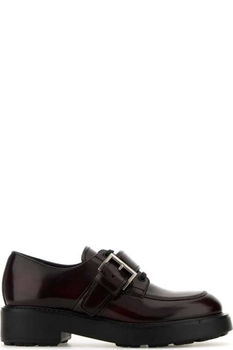 Prada Laced Shoes for Women Prada Grape Leather Diapason Lace-up Shoes