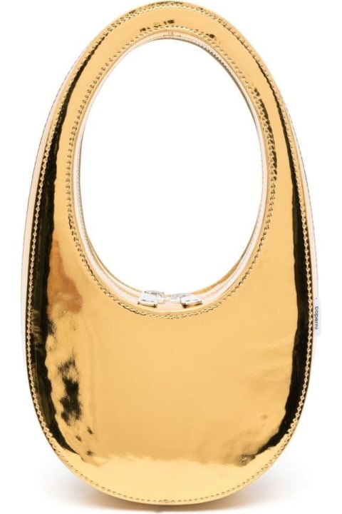 Coperni Shoulder Bags for Women Coperni 'swipe' Mini Golden Handbag With Embossed Logo In Metallic Leather Woman