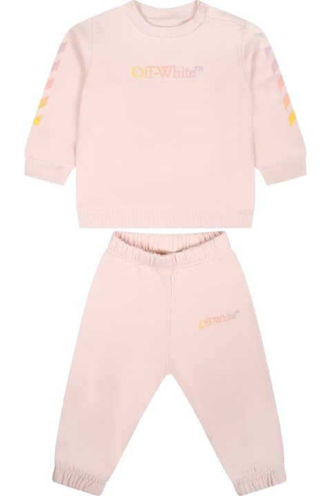 ベビーボーイズ Off-Whiteのボトムス Off-White Pink Set For Baby Girl With Logo