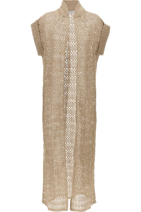 ウィメンズ ニットウェア Brunello Cucinelli Net Long Cardigan In Linen And Silk
