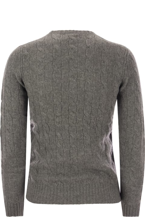 Polo Ralph Lauren Sweaters for Women Polo Ralph Lauren Battalion Mél Grey Wool And Cashmere Braided Sweater