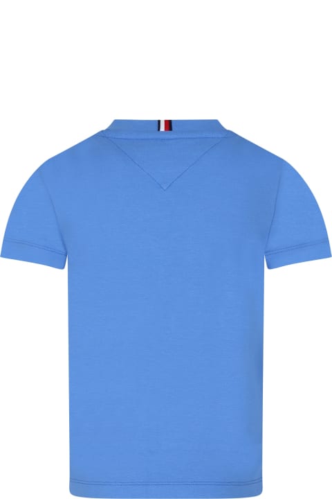 Topwear for Boys Tommy Hilfiger Light Blue T-shirt For Boy With Logo