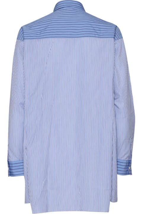 Aspesi for Women Aspesi Long Striped Shirt For Women In Cotton With Contrasting Collar And Cuffs, Classic Collar, Loose Fit.