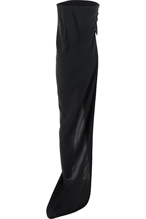Dresses for Women Rick Owens 'lido' Black Long Dress With Straight Neckline And Asymmetric Design In Viscose Blend Woman