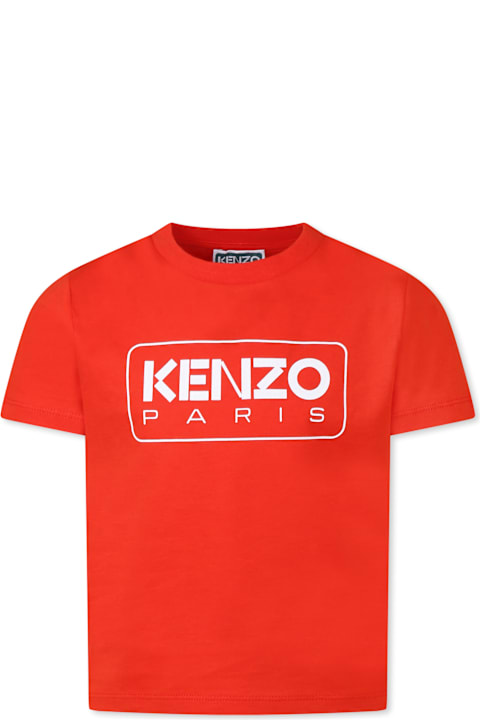 Kenzo Kids T-Shirts & Polo Shirts for Boys Kenzo Kids Red T-shirt For Kids With Logo