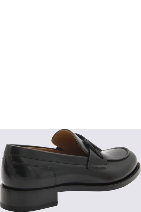 René Caovilla Flat Shoes for Women René Caovilla Black Leather Loafers