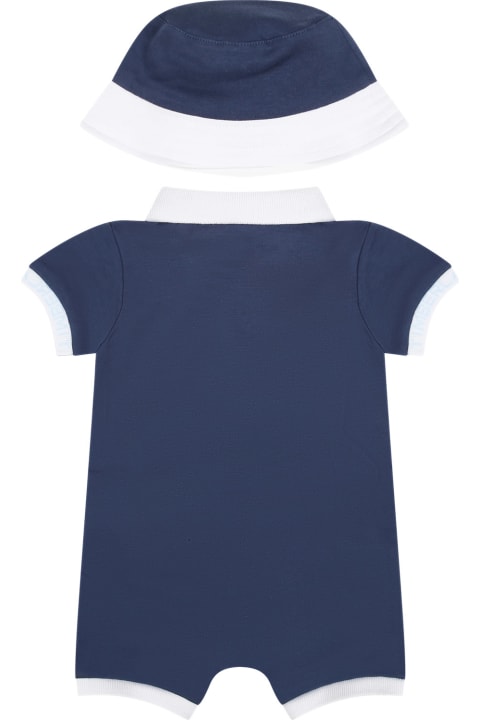 ベビーボーイズ ボディスーツ＆セットアップ Timberland Blue Romper For Baby Boy With Logo