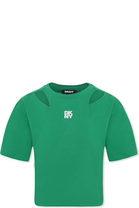 DKNY for Women DKNY Green Crop T-shirt For Girl With Logo