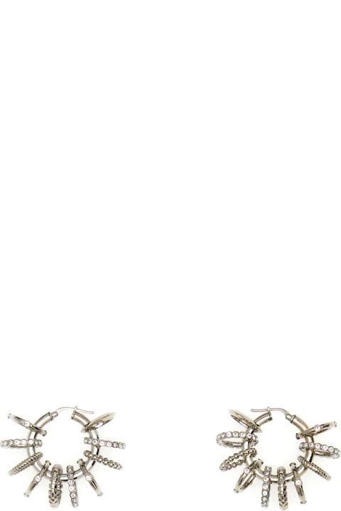 Jewelry for Women Amina Muaddi Silver Metal Multi Ring Earrings