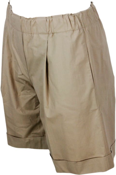 Antonelli Pants & Shorts for Women Antonelli Bermuda Shorts With Elasticated Waist And Welt Pockets With Pleats And Turn-up At The Bottom Made Of Stretch Cotton