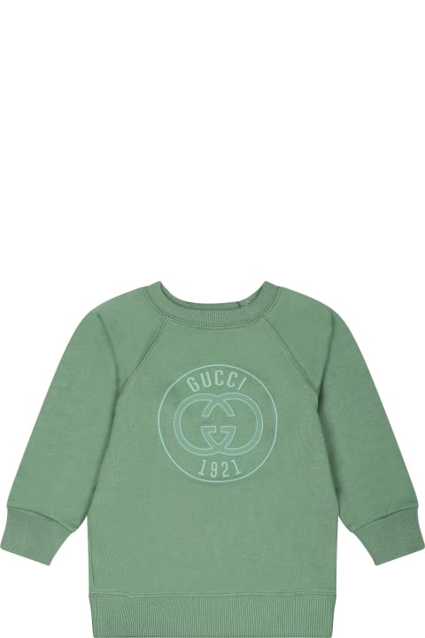ベビーボーイズ Gucciのトップス Gucci Green Sweatshirt For Babykids With Logo Gucci 1921