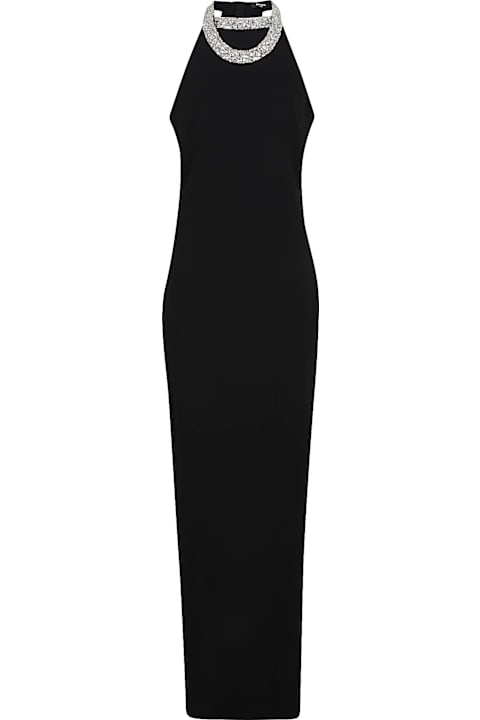 Balmain Dresses for Women Balmain Halterneck Db Col Embroidered Long Dress