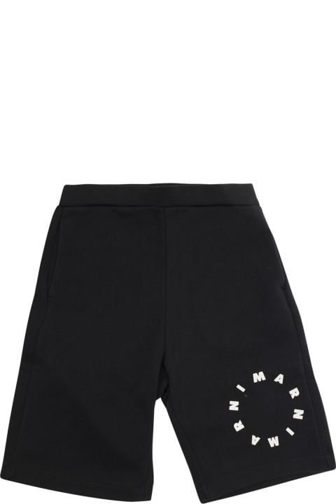 Marni Bottoms for Boys Marni Black Shorts With Logo Lettering Print In Cotton Boy
