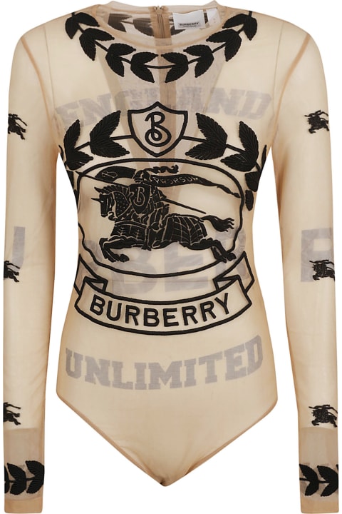 Burberry Underwear & Nightwear for Women Burberry Logo Embroidered Bodysuit