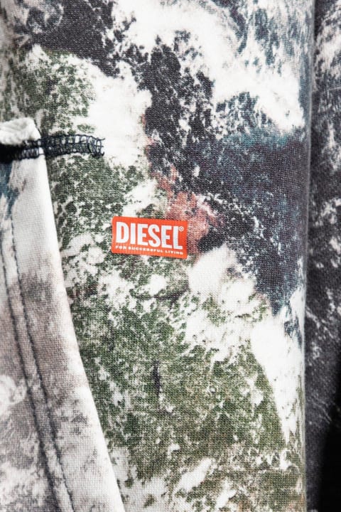 Diesel Fleeces & Tracksuits for Men Diesel Graphic Printed Drawstring Hoodie
