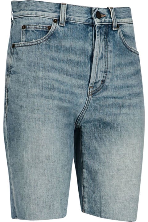 Pants & Shorts for Women Saint Laurent Raw-cut Denim Shorts