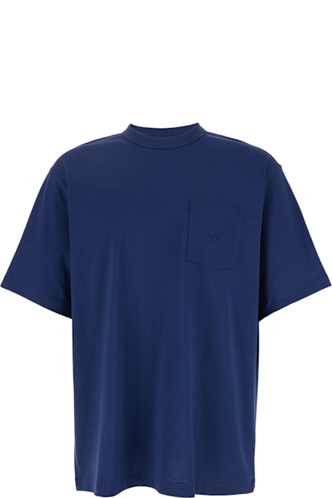Homeware The North Face Blue T-shirt With Tone-on-tone Logo Embroidered On The Front In Cotton Man
