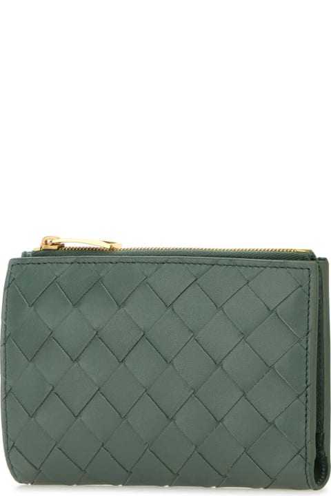 ウィメンズ新着アイテム Bottega Veneta Sage Green Nappa Leather Medium Intrecciato Wallet