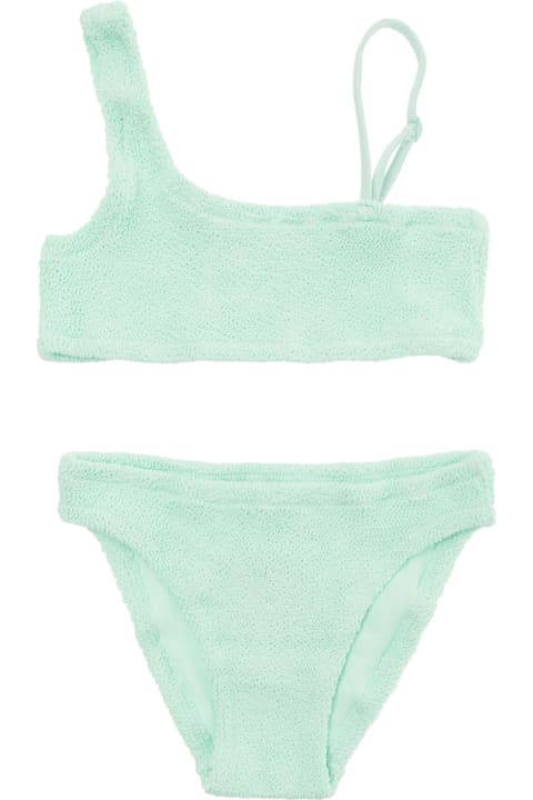 キッズ新着アイテム MC2 Saint Barth Aqua Green One-shoulder Two Piece Bikini In Stretch Polyamide Girl