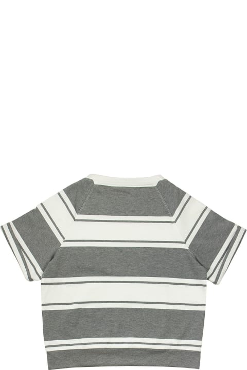 Sale for Kids Brunello Cucinelli Cotton Striped French Terry Sweatshirt With Monili