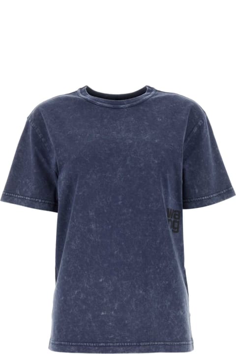 T by Alexander Wang Topwear for Women T by Alexander Wang Navy Blue Cotton T-shirt