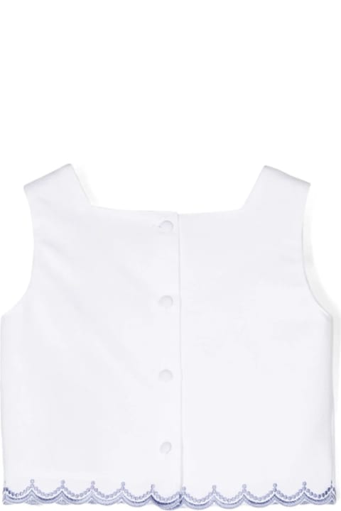 Topwear for Girls Etro White Crop Top With Blue Logo Embroidery