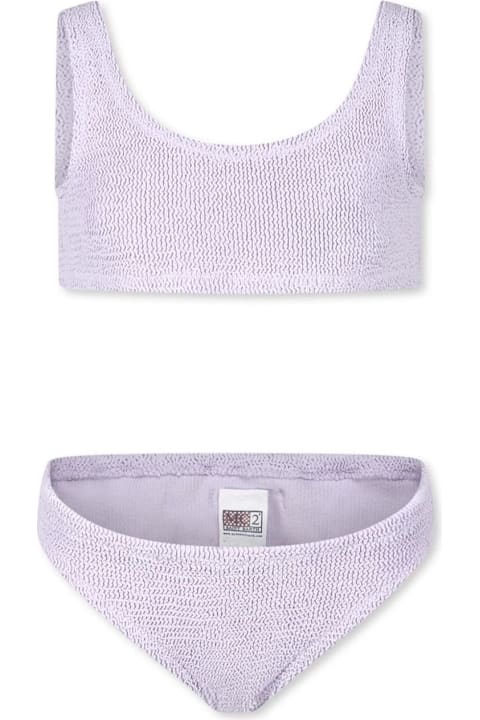 MC2 Saint Barth Swimwear for Girls MC2 Saint Barth 'baker' Violet Bikini With Fixed Shoulder Straps And Crinkled Effect In Tech Fabric Stretch Girl