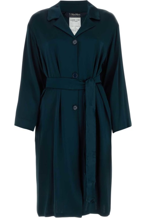 'S Max Mara Clothing for Women 'S Max Mara Teal Green Satin Recco Blouse