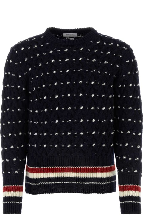 Sweaters for Men Thom Browne Midnight Blue Wool Blend Sweater