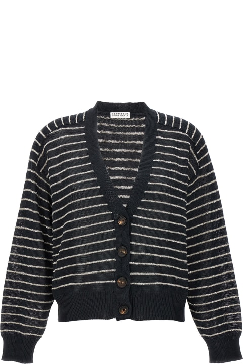 Sweaters for Women Brunello Cucinelli Sequin Striped Cardigan