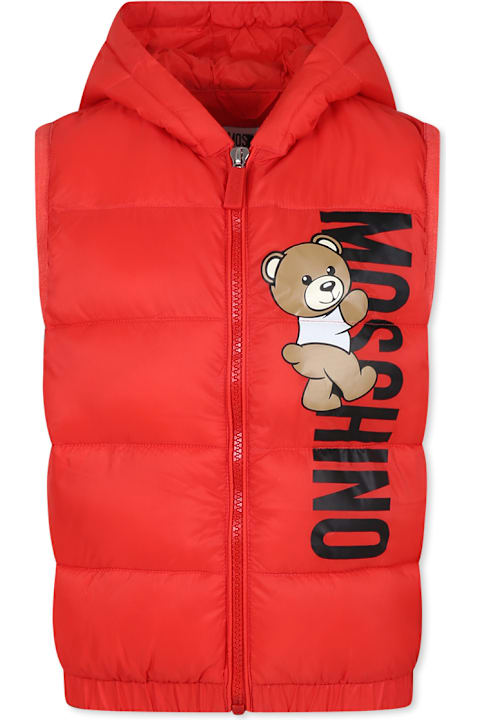 Homeware Moschino Red Vest For Boy With Teddy Bear
