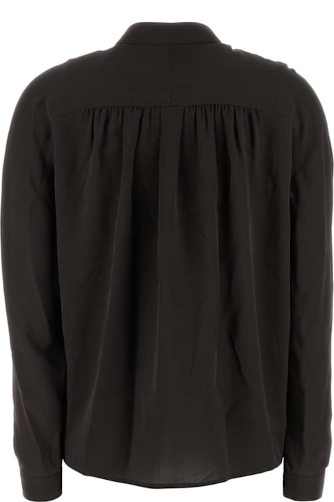 Giorgio Armani ملابس علوية لـ السيدات Giorgio Armani Dark Brown Silk Shirt