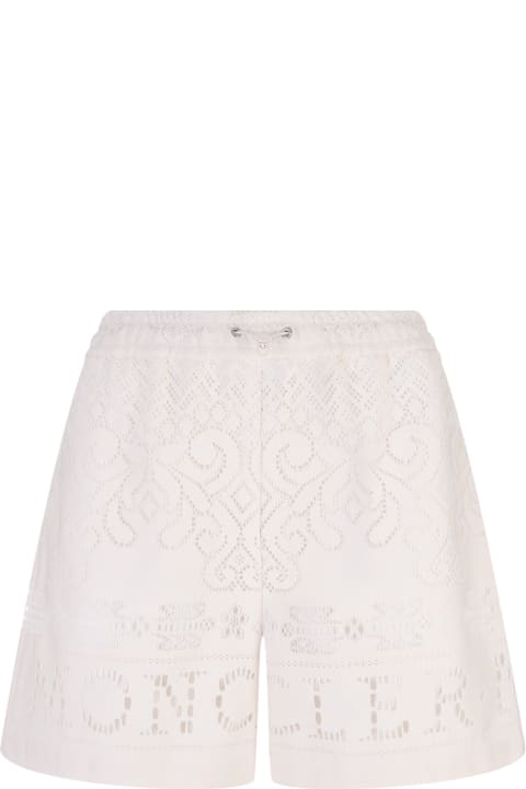 Moncler for Women Moncler Cream Shorts With Cut-out Embroidery